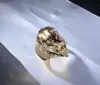 SR0817 in stock jewelry lion head design 14k gold big finger rings for men
