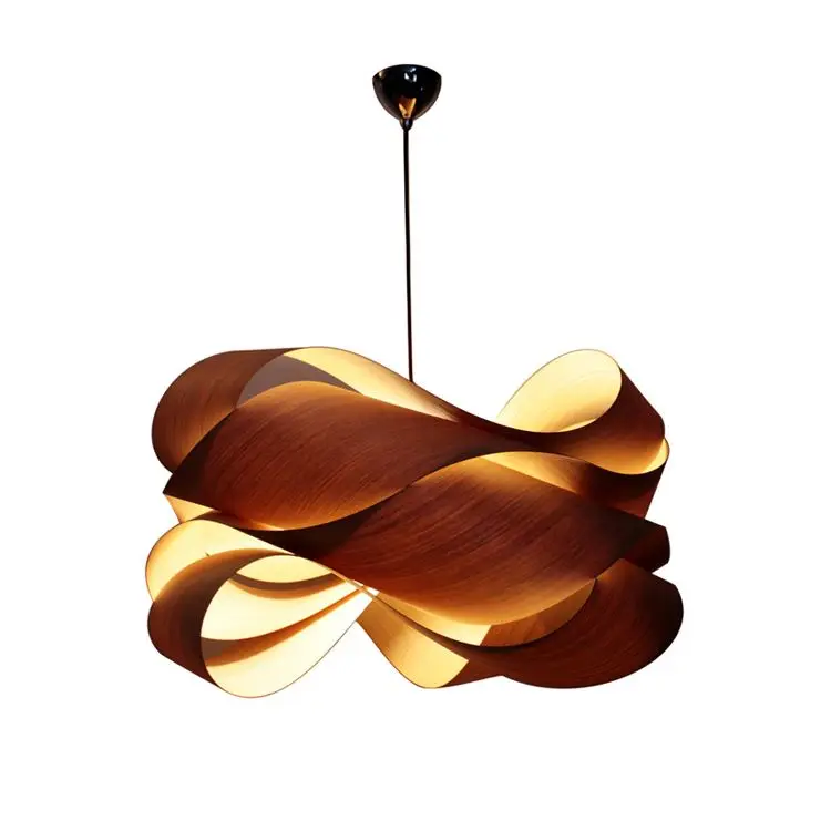 Custom Wood Lamp pendant light Modern Chandeliers E27 Decor Lighting For restaurant bar elegant Wooden Hanging Light