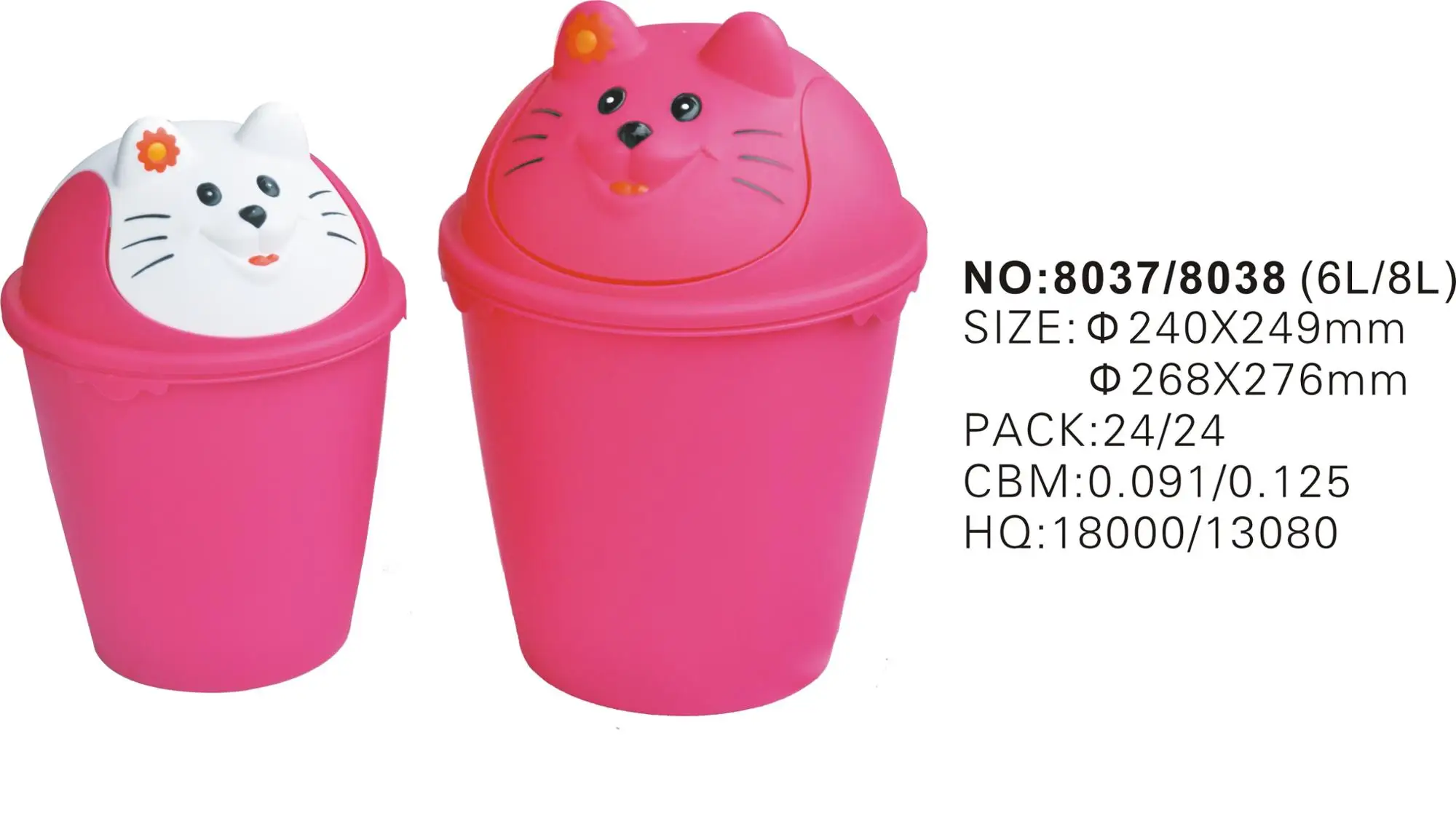Kongfu Panda Shape Plastic Waste Bin 8l Smart Cartoon Animal Style