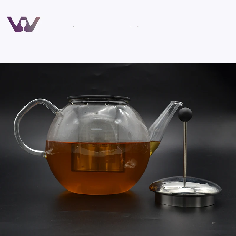 800ml Portable Borosilicate Glass Tea Pot With Stainless Steel Tea
