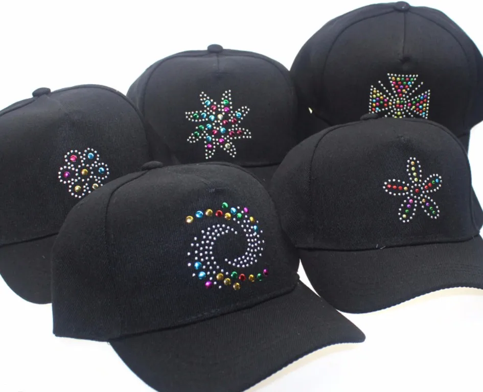 5 Panel Structured Acrylic Promotional Custom Rhinestones Fashion Hat ...