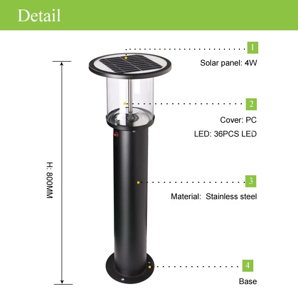 Promotional Stainless Steel Stand Alone Solar Garden Light With 36pcs