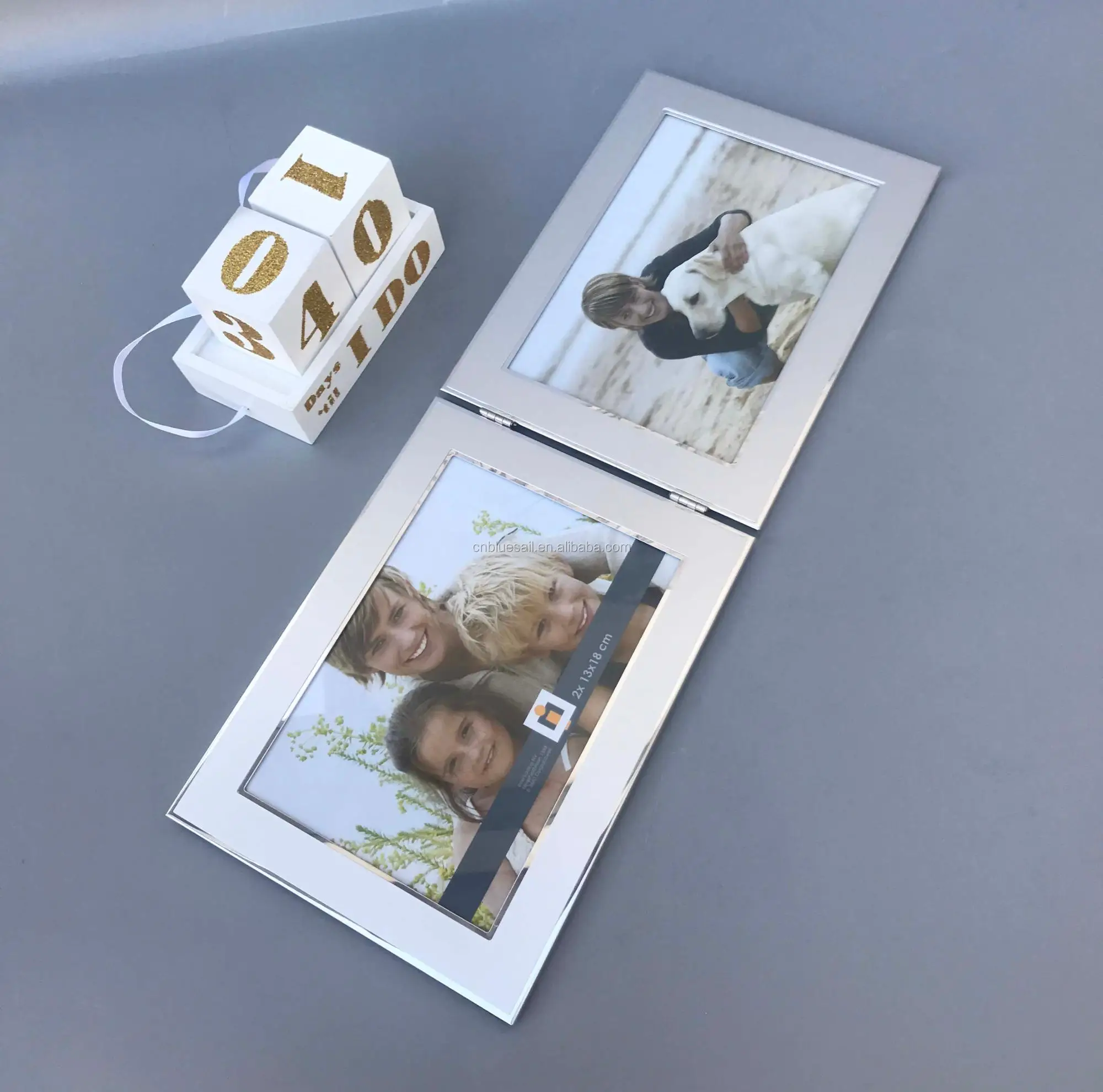 Doble De Aluminio Marco De Fotos De 4x6 5x7 "vertical Y Horizontal Foto