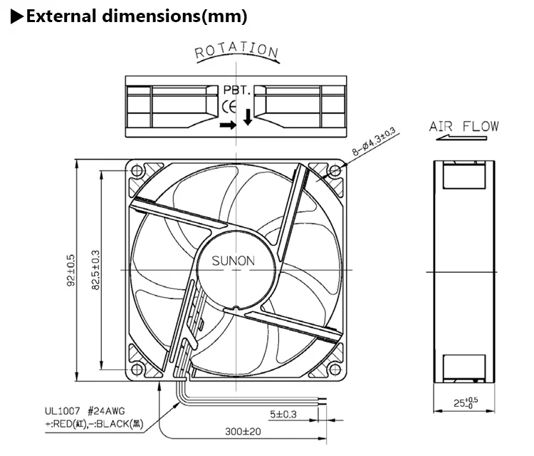 Fan, SUNON, 9225, 92mm, 92x92 - detail 2