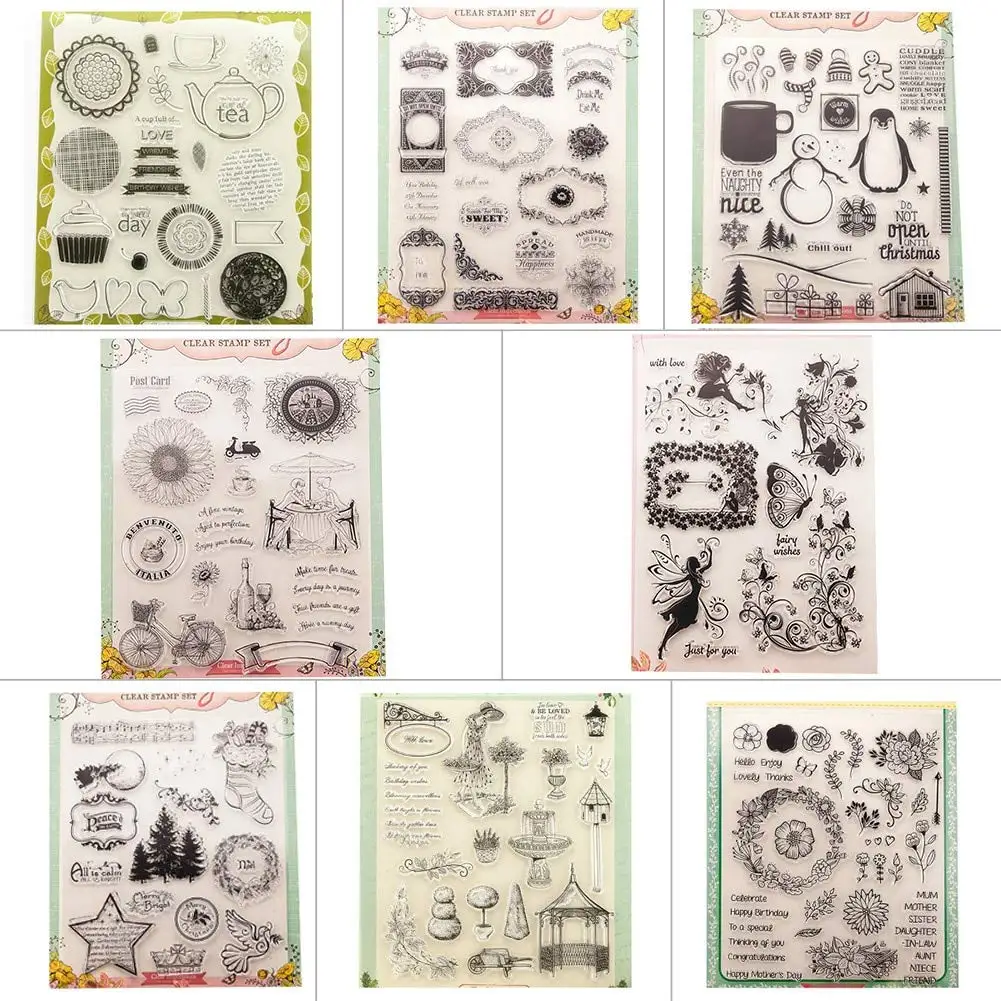 HATABO Transparent Mold Silicone Rubber Handmade Stamp Scrapbook Transparent Silicone Rubber Stamp Lot Handmade DIY Album Decoration Seal Embossing Die Embossed Carbon Steel Mold (Random)