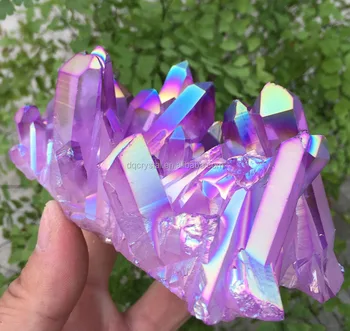 purple treated charming healing heat wholesale titanium larger quartz cluster