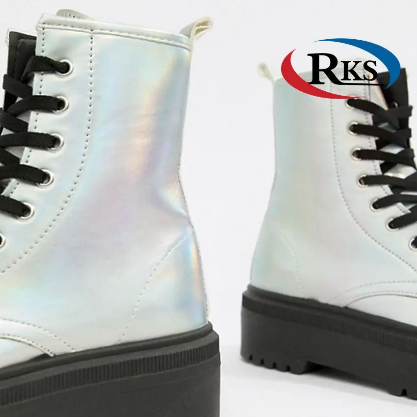 iridescent platform boots