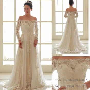 Off the Shoulder Flower Wedding Dress