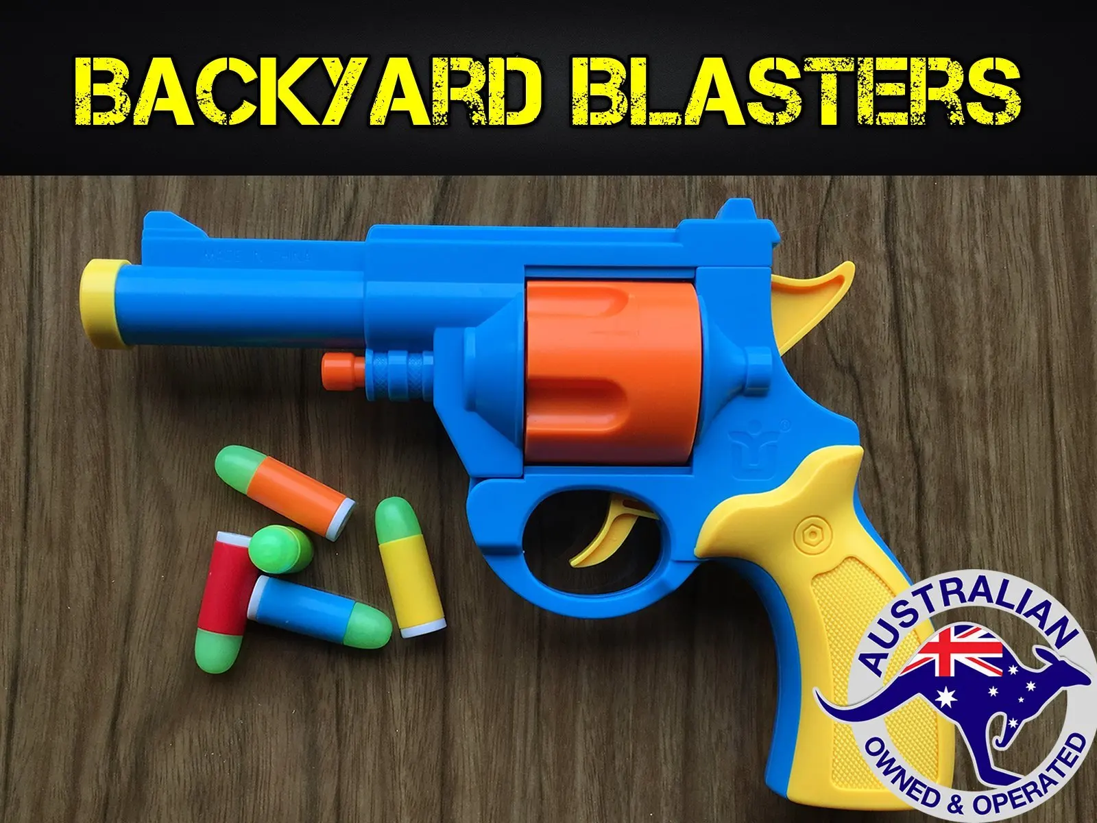 Backyard Blasters Realistic 1:1 Scale .45 ACP Revolver Prop - Rubber Bullet...