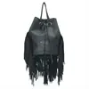 Cute black tassel fringe backpack for girls