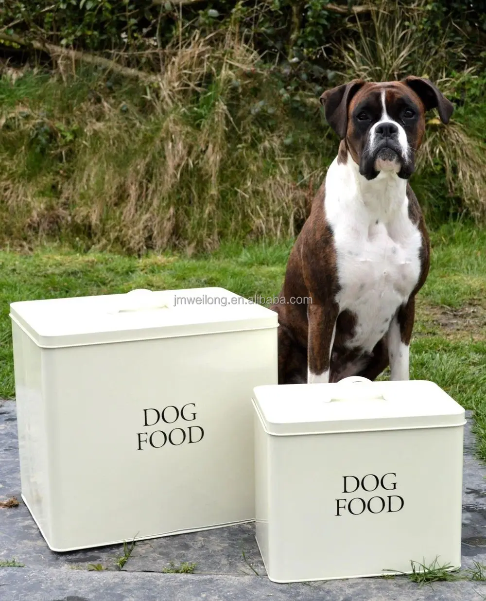 dog food storage tin large
