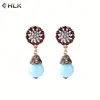 Used jewelry post earrings 12mm enamel stud Floral Sapphire Ball Crystal Earrings