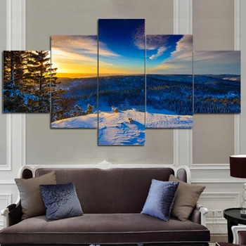 5 Piece Sunset Seaview Boat Canvas Painting Large Print Art For 5 Piece Sunset Seaview Boat Canvas Painting Large Print Art For Living Room Wall Home
