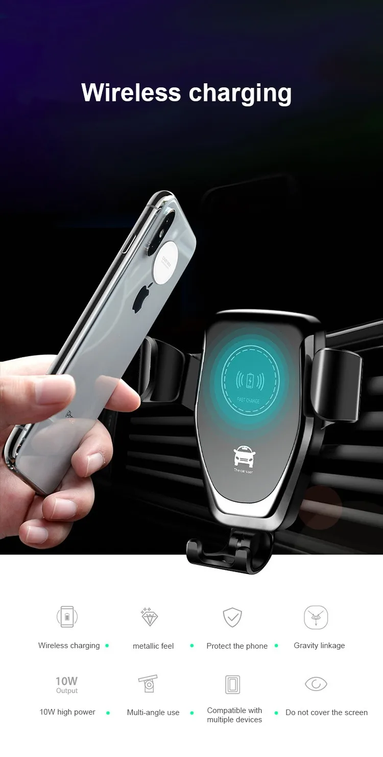 Chargeur Rapide Sans Fil Qi Support De Prise D'air de Voiture Sans Fil chargeur Pour iPhone XS X XR XS MAX Note 9 chargeur rapide Sans Fil - ANKUX Tech Co., Ltd