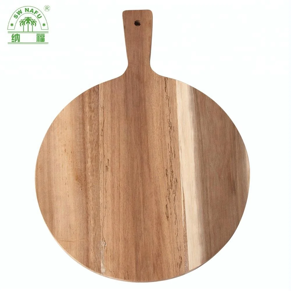 Lively Home Goods Round Blank Acacia Wood Cutting Board With Handle
