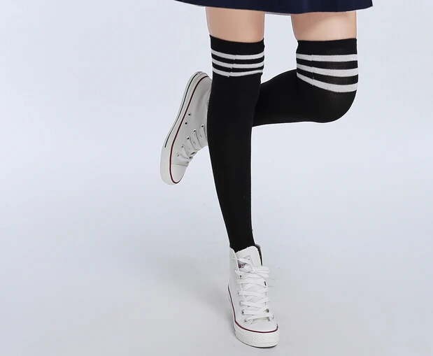 High Elasticity Girl Cotton Knee High Socks Uniform Skate Team Women Tube Socks