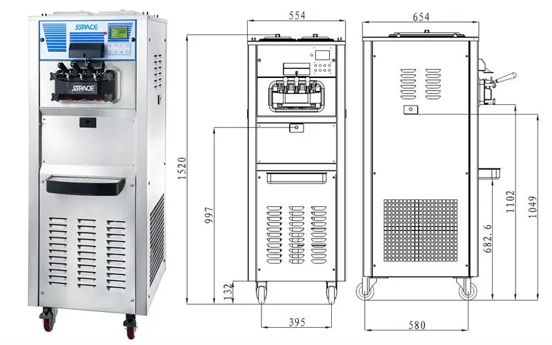 SPACE 6240A Soft Ice Cream Machine With Air Pump (CE ETL Approved)