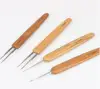 0.5mm stainless steel bamboo wood crochet needle for hair, wholesale candy plastic dreadlocks crochet latch hook set