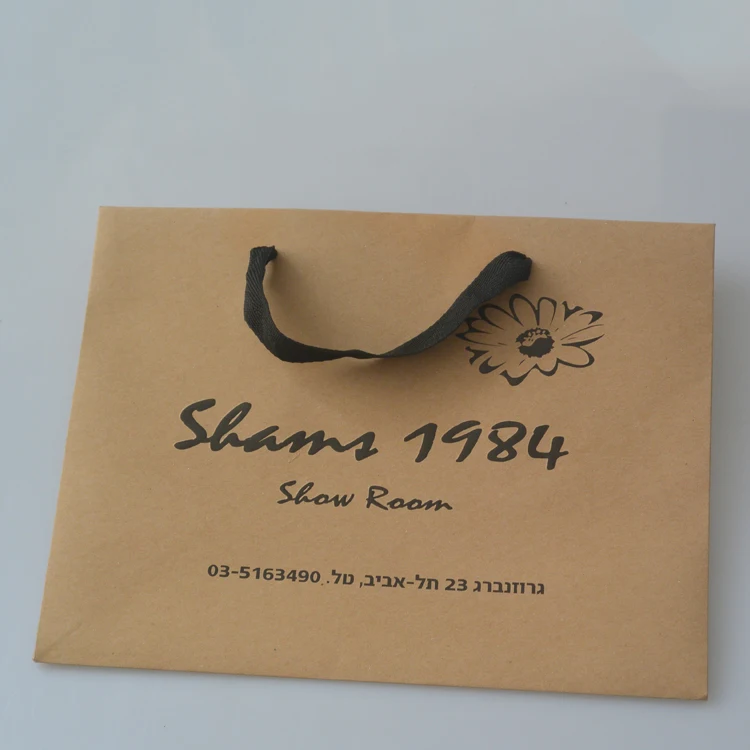 Black Logo Printed Custom Kraft Paper Bags Wide Base - Buy Logo Printed