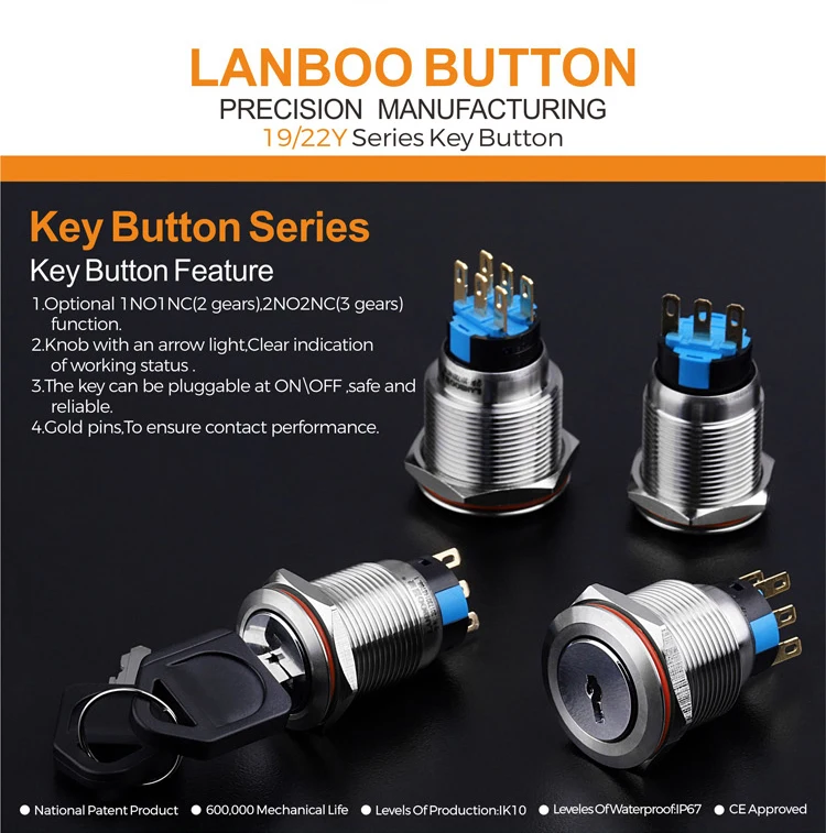 Led Latching Momentary 12v Key Switch On Off 3 Position With 3v Led