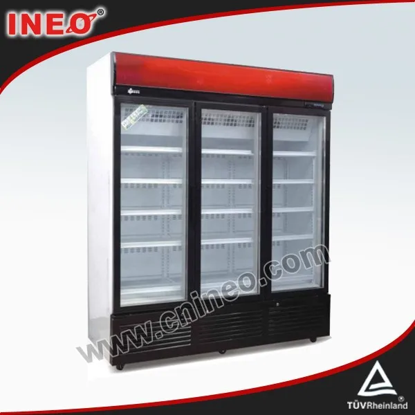 Supermarket Upright 3 Door Glass Freezer Commercial