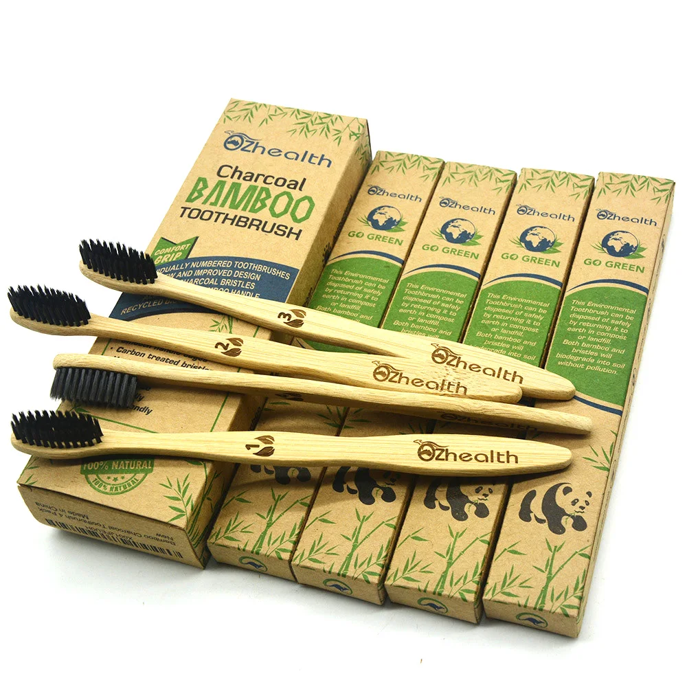 Natural Boar Bristle Bamboo Toothbrush 4 Pack Bamboo Toothbrushes Buy 4 Pack Bamboo