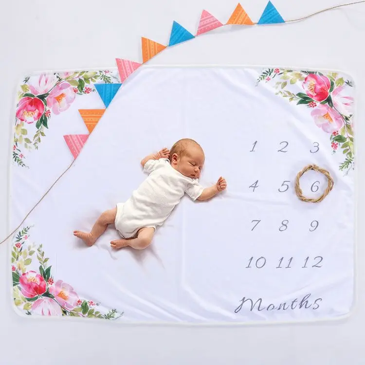 Custom Design Newborn Baby Milestone Fleece Blanket For Photography
