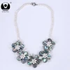 abalone shell necklace flower white freshwater pearl necklace