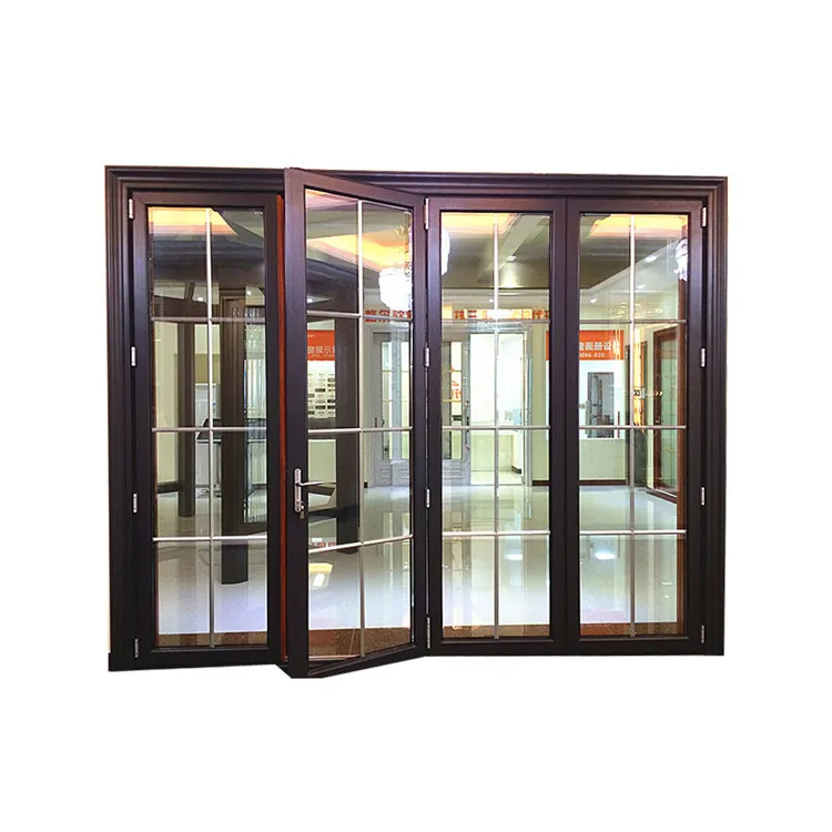 Design High Interior Office Gray Patio Doors Aluminium Temporary Quality Oem Glass Sliding Folding Door