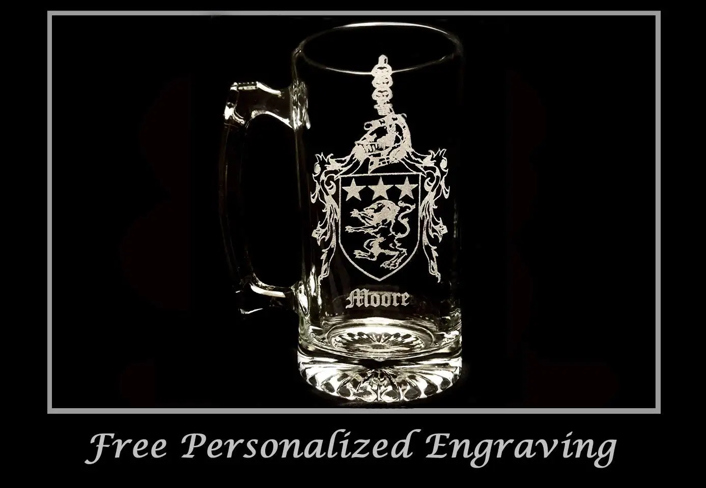 personalized beer stein with family crest