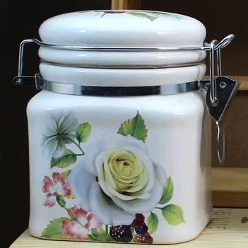 Flower Design White Tea Coffee Sugar Small Ceramic Air Storage Flower Design White Tea Coffee Sugar Small Ceramic Air Storage Jars