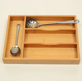 Bamboo Cutlery Tray Kitchen Utensil Tray Cooking Spoon Flatware