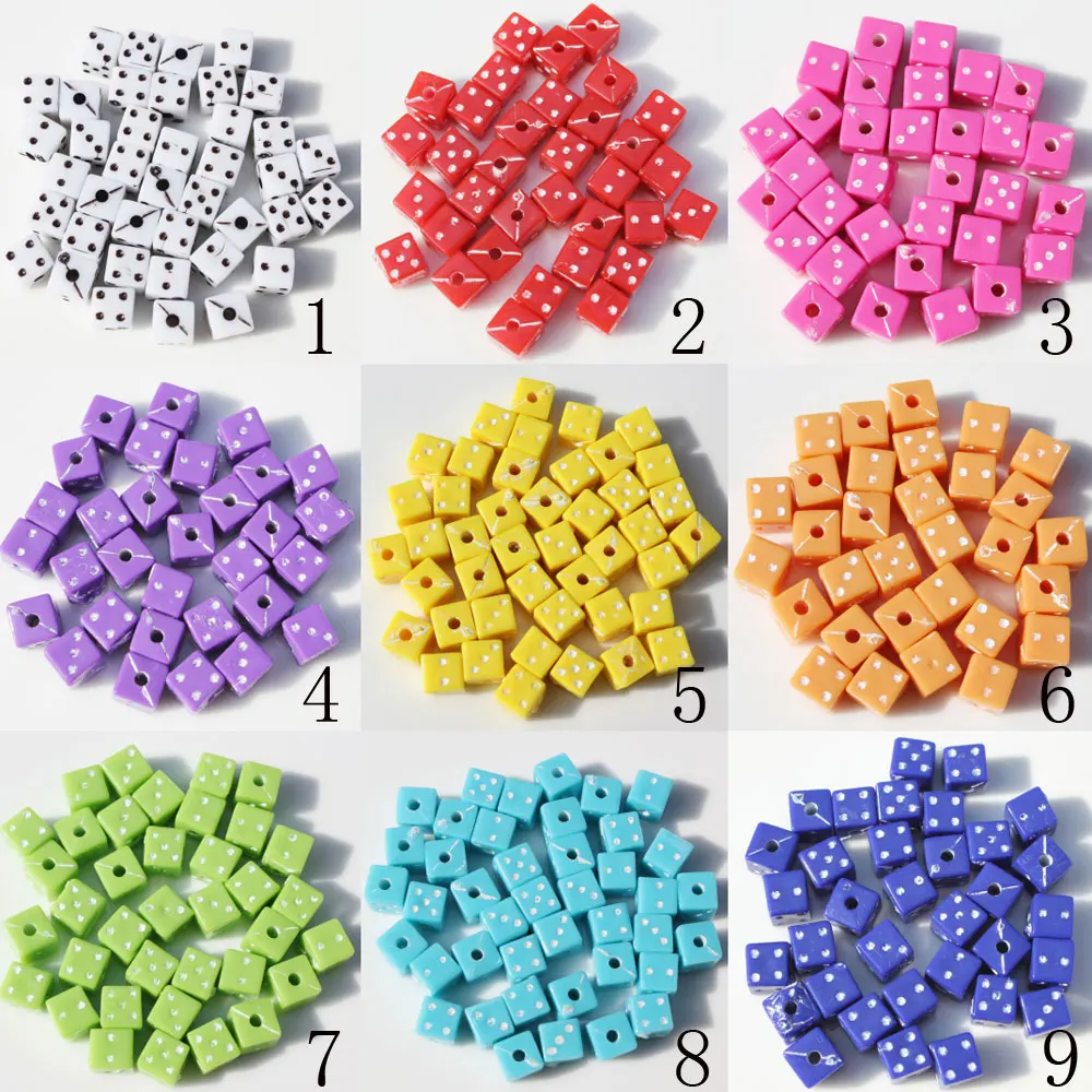 Wholesale Colorful 6mm Cube Dice Acrylic Spacer Beads For Kids Diy