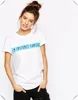 2015 Summer Girls Fashion Design Cotton Spandex T Shirt White Custom Printed Rolled Sleeve Tee