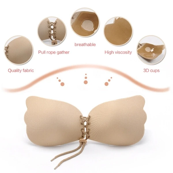 Sexy Deep V-shaped Gel Invisible Backless Bra Self Adhesive Strapless Bandage Silicone Breast Lift Push Up fly wing Bras