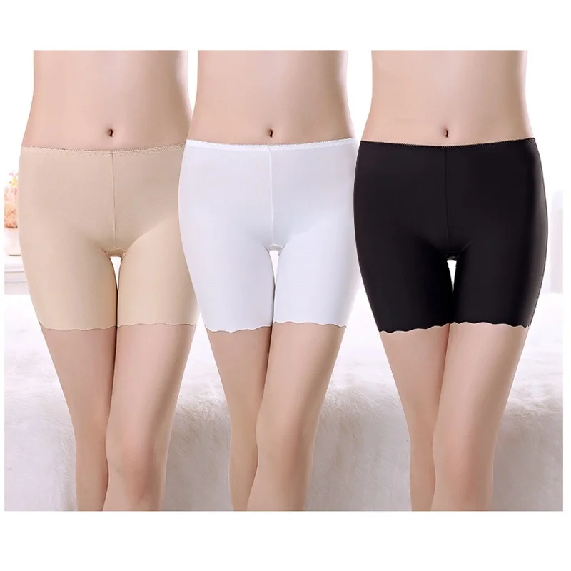 Ice Silk No Mark Fashion Ladies White Lace Boyshorts Safe Panties - Buy ...