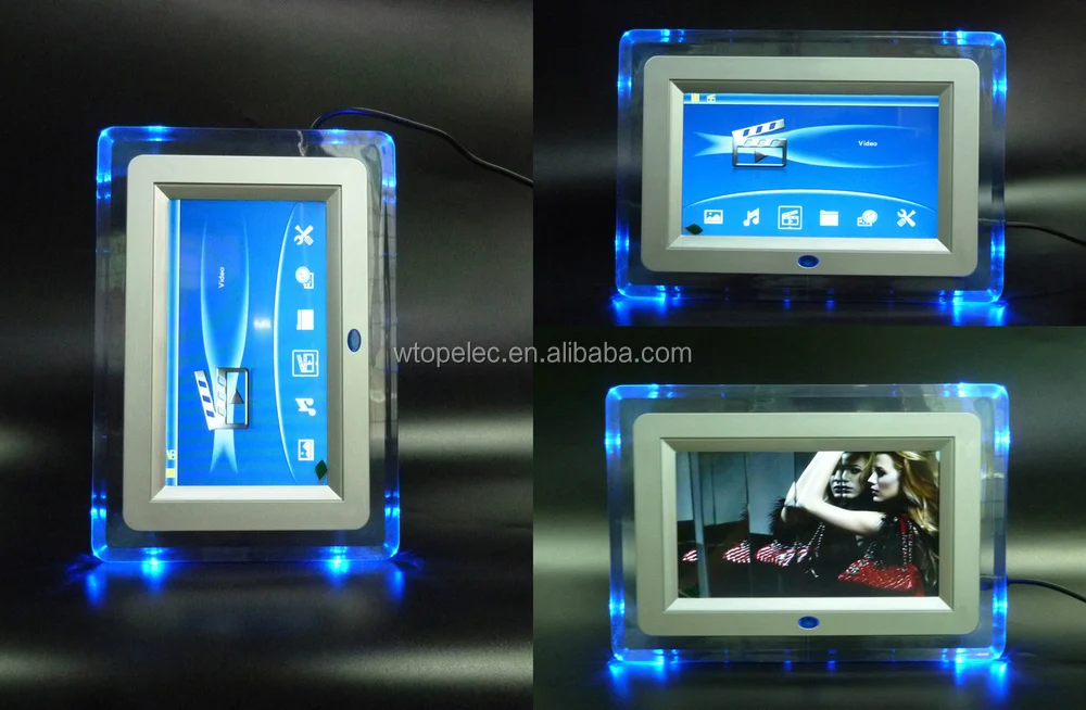 Acrylic Frame Material Wall Mounted 1024x600p Hd 7 Inch Digital Photo