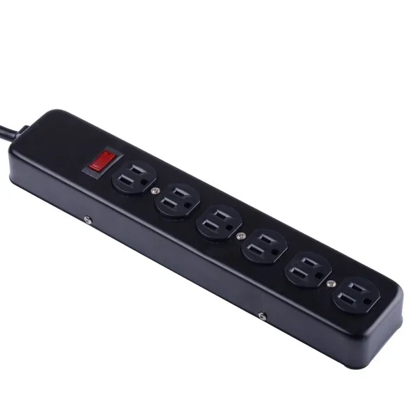 J100182 Ullisted 6 Outlet Metal Power Strip With Surge Protectors