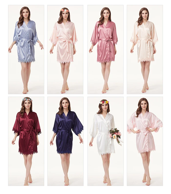 Wholesale Bridal Party Satin Robe With Lace Buy Satin Robe With Lace,Bridal Party Robe