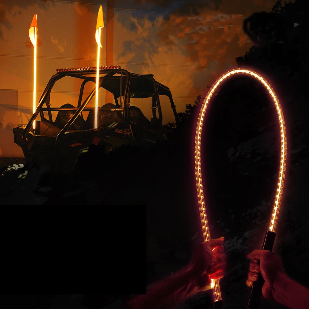 5ft LED fiber optic light LED whip antenna light flag flexible quick disconnect for Car ATV UTV Sand Motorcycle