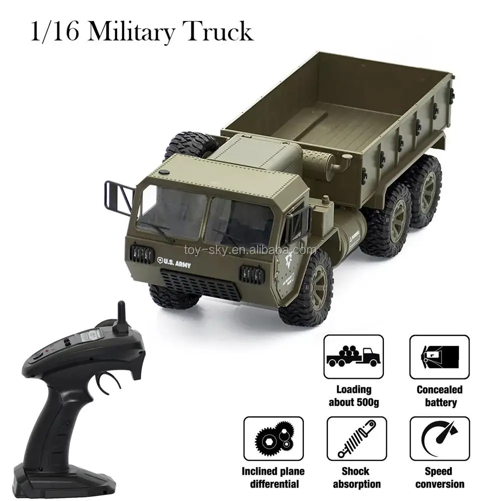 2019 New Full Body 1:16 Mini 2.4GHz 6WD Tracked Off-Road Military RC Truck Car Toy Wifi Fpv Camera Optional