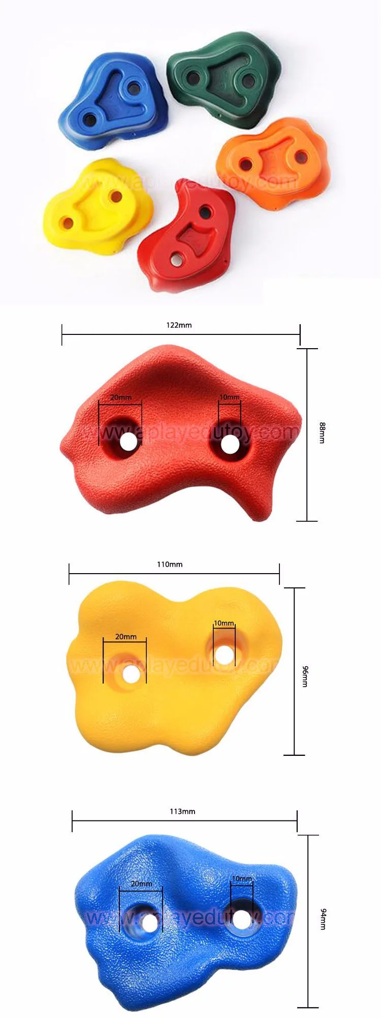 Plastic 304 Stainless Screw Kids Wooden Play Set Rock Climbing Holds