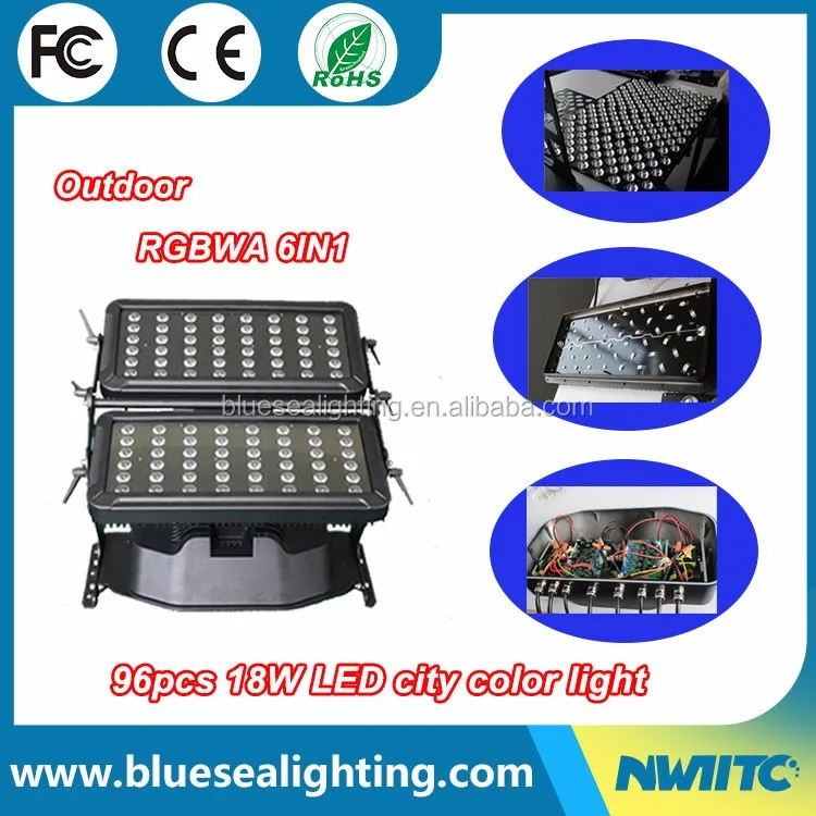 C-8 Professional DMX 96pcs 18w RGBWA AU 6-in-1 LED Stage Lights KTV City Color Beam Effect UV Red Blue White Green  Emission