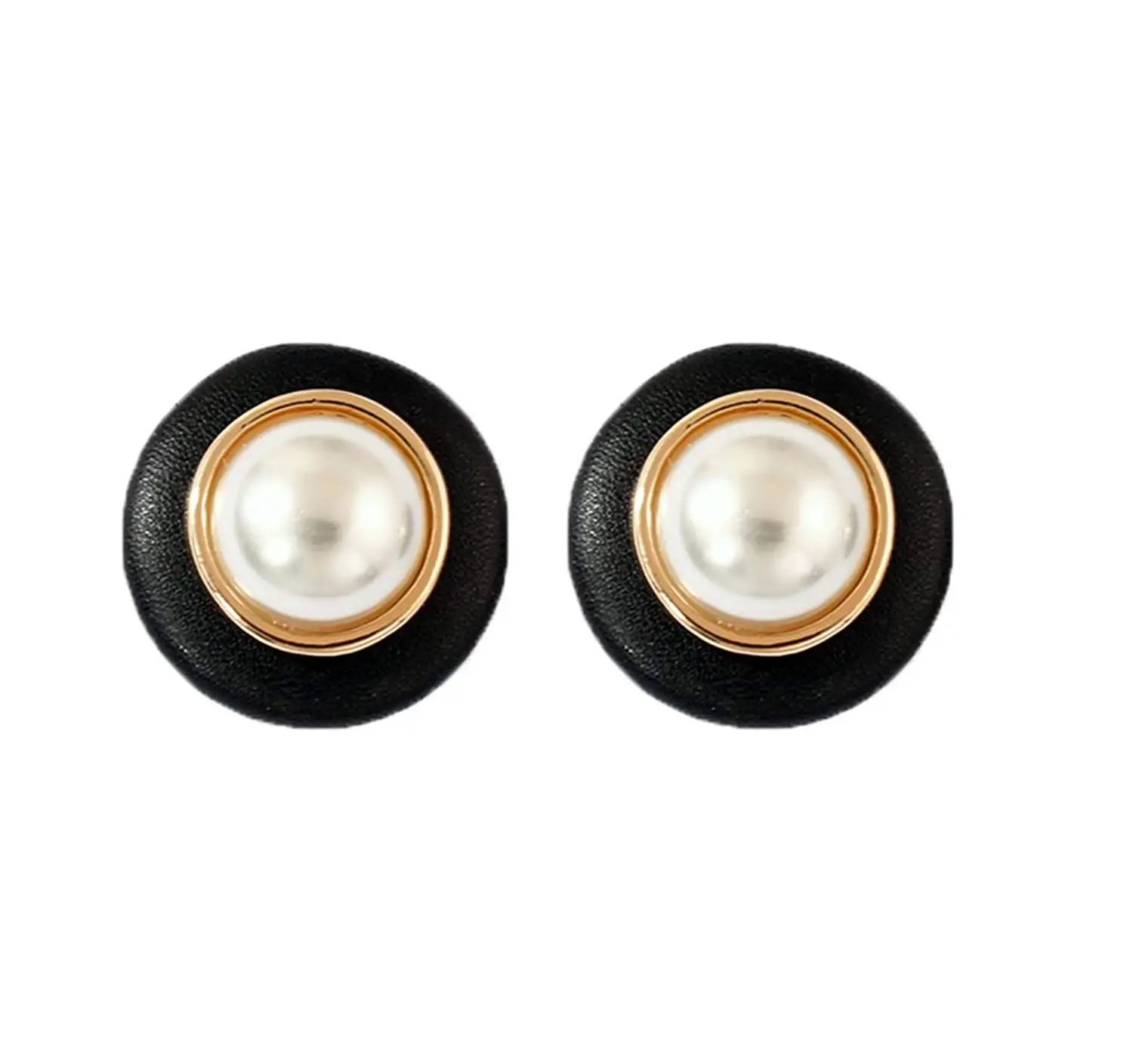 Faux Black Pearl Earrings Find Get Quotations Rai Pearl Earrings Studs White Faux Coin With Black Leather