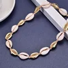 Bohemia Gift For Female Women Handmade Cord Closure Summer Seaside Jewelry Cowrie Shell Choker Necklace Pearl shell necklace