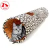 1.25M 2 Hole Leopard Print Cat Tunnel Super Long Foldable Changeable Shape Plush Cats Toy Tent Hairy Safe Odor-free Pet Supplies