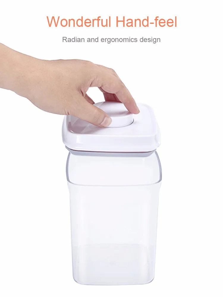 2018 Newest Clear Airtight Food Boxes With Push Button,Lid Square