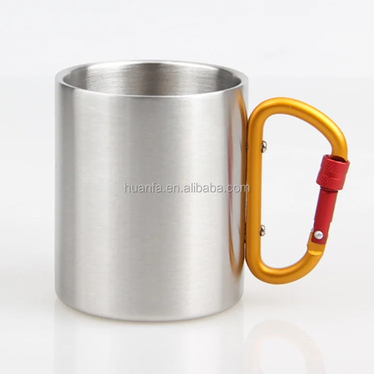 8oz Insulated Portable Travel Stainless Steel Mug With Dring Carabiner