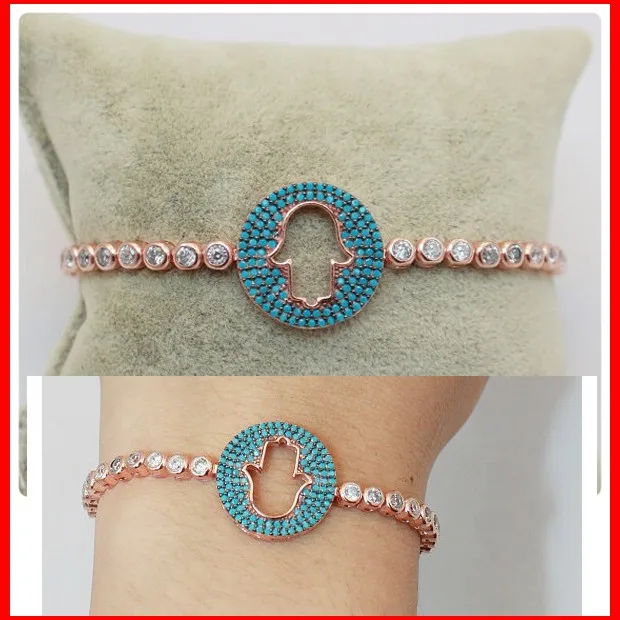 2017 925 sterling silver rose cz bead marble bead bracelet