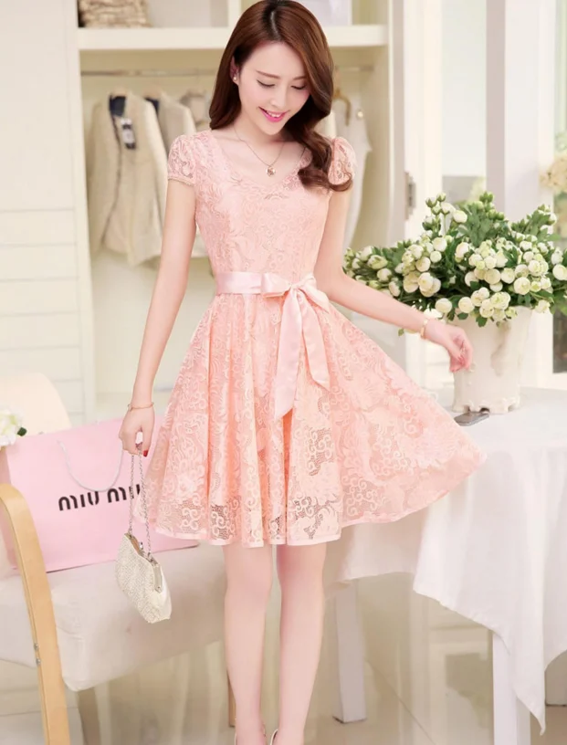 Summer New South Korean Elegant Dresses Girl Lace Dress - Buy Lace ...